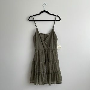 Altar’d State Women’s Olive Green Polka-Dot Detail Mini Dress Large New with Tag